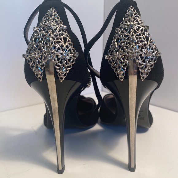 MARIANO FABIANI WOMEN'S DRESS PUMP BLACK AND BEJEWELED SIZE 40 - Picture 8 of 10